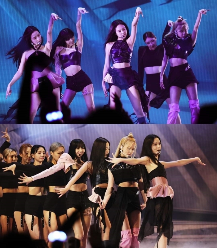 BLACKPINK mang bản hit Pink Venom oanh tạc lễ trao giải VMAs 2022. (Ảnh: Twitter @yunibobo44)