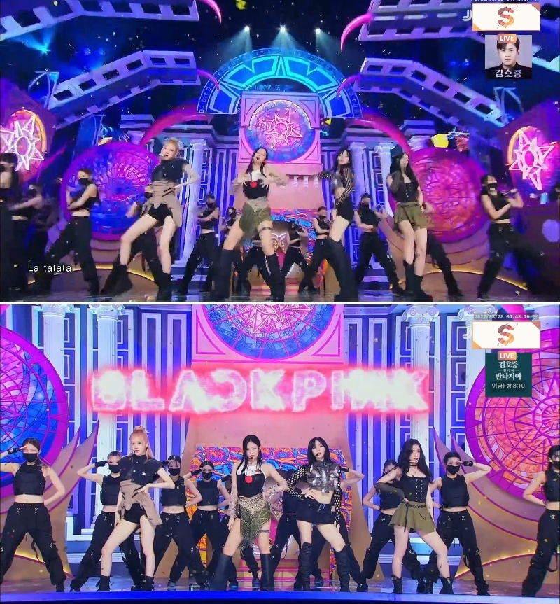 BLACKPINK tái xuất chương trình âm nhạc hàng tuần sau 2 năm vắng bóng. (Ảnh: Chụp màn hình INKIGAYO)
