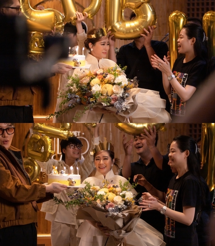 Lương Bích Hữu xúc động đón sinh nhật sớm cùng những người thân thiết. (Ảnh: Lương Bích Hữu)