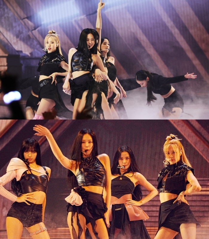 Nhóm được khen ngợi hết lời cả về trang phục "hồng đen" lẫn thần thái và nhan sắc. (Ảnh: Twitter @yunibobo44)