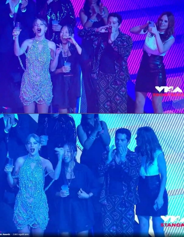 Taylor Swift "u mê" BLACKPINK, nhún nhảy theo giai điệu Pink Venom. (Ảnh: Twitter @fourgirls0316)