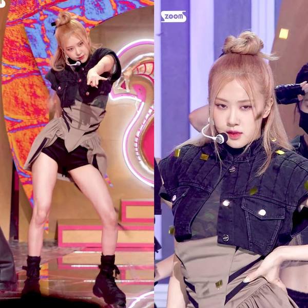 Outfit của Rosé được phối nhiều lớp trông cực kỳ lạ mắt. (Ảnh: SBS)