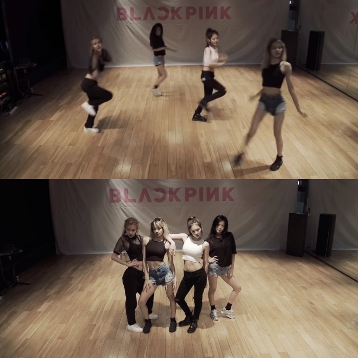 Jennie cũng có lần bị tách biệt khi mặc áo trắng giữa ba thành viên chọn sắc đen ở Whistle. (Ảnh: YouTube BLACKPINK)