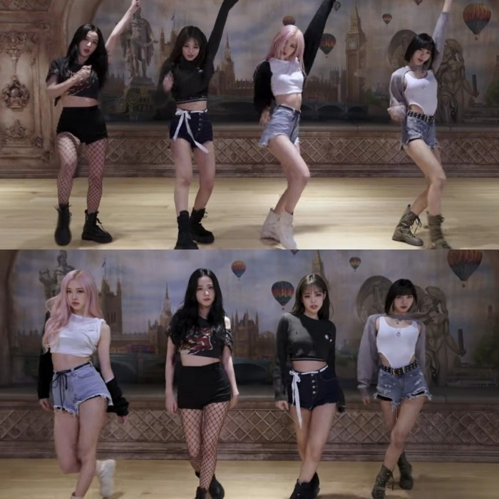 Jisoo một mình mang tất lưới khi quay video vũ đạo cho ca khúc Lovesick Girls. (Ảnh: YouTube BLACKPINK)