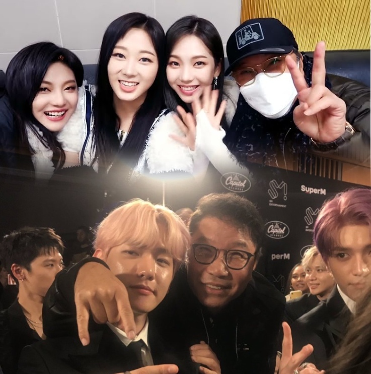 Nhiều nghệ sĩ SM giữ mối quan hệ thân thiết với chủ tịch Lee Soo Man. (Ảnh: Pinterest)