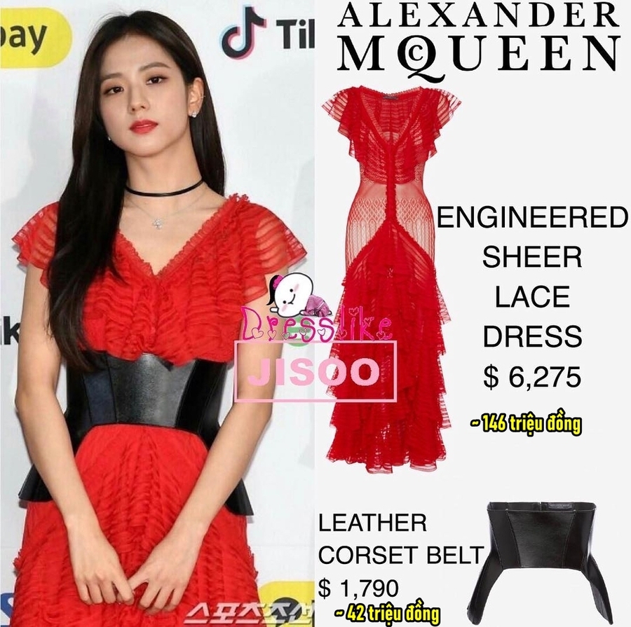 Nữ thần tượng bị dìm hàng nhan sắc khi xuất hiện trên thảm đỏ. (Ảnh: Instagram @dresslikejisoo)