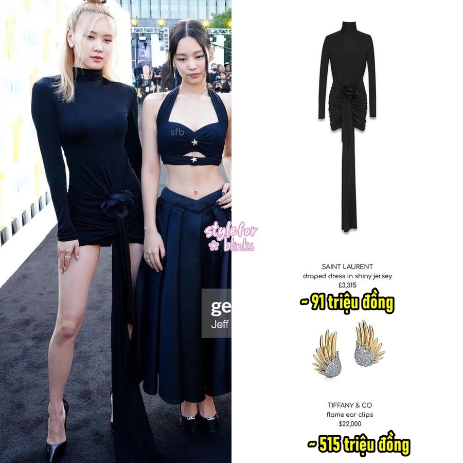 Rosé dù không diện trang phục custom nhưng vẫn nổi bật. (Ảnh: Instagram @styleforblinks)