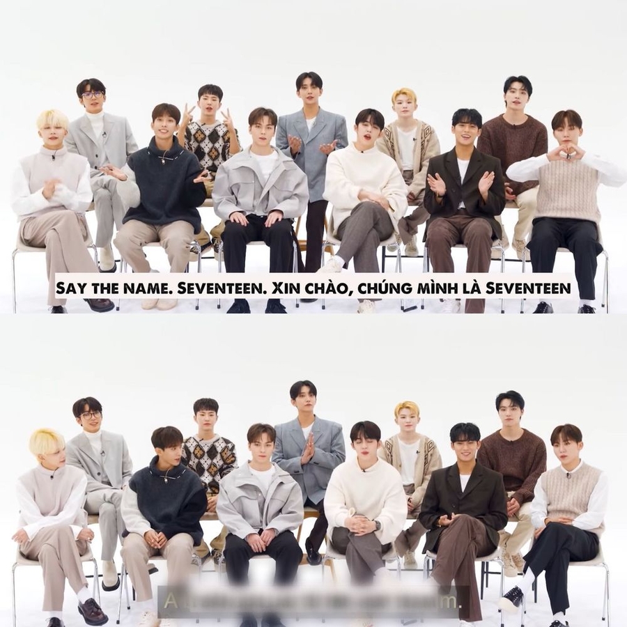 Câu khẩu hiệu mang đậm tinh thần đồng đội của SEVENTEEN. (Ảnh: Chụp màn hình YouTube Xuan nunu)